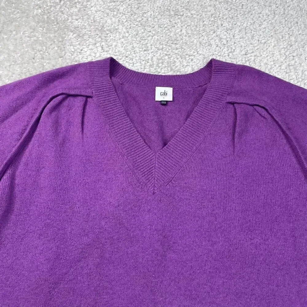 Cabi Luxury V-Neck Pullover Sweater Violet Purple